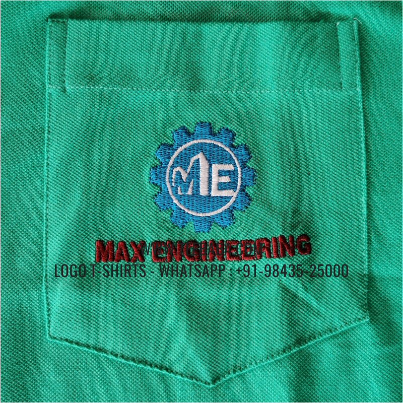 Contrast Collar Polo T-Shirt - 100% Cotton - 240 GSM Thick Pique Airtex Fabric - Logo Embroidery - Mint Green - Max Engineering