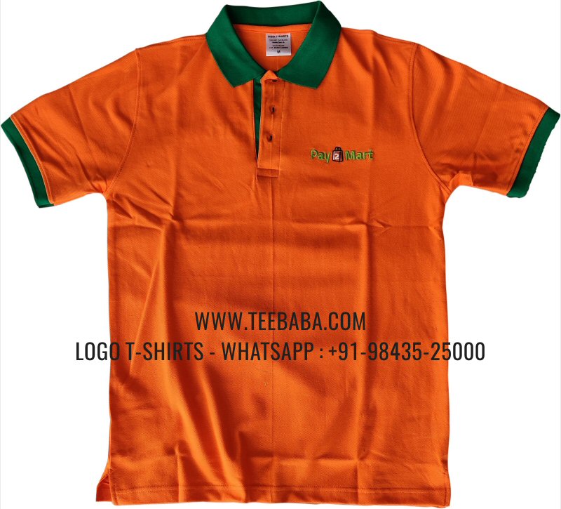 Contrast Collar Polo T-Shirt - 100% Cotton - 240 GSM Thick Pique Airtex Fabric - Logo Embroidery - Orange - Day Mart