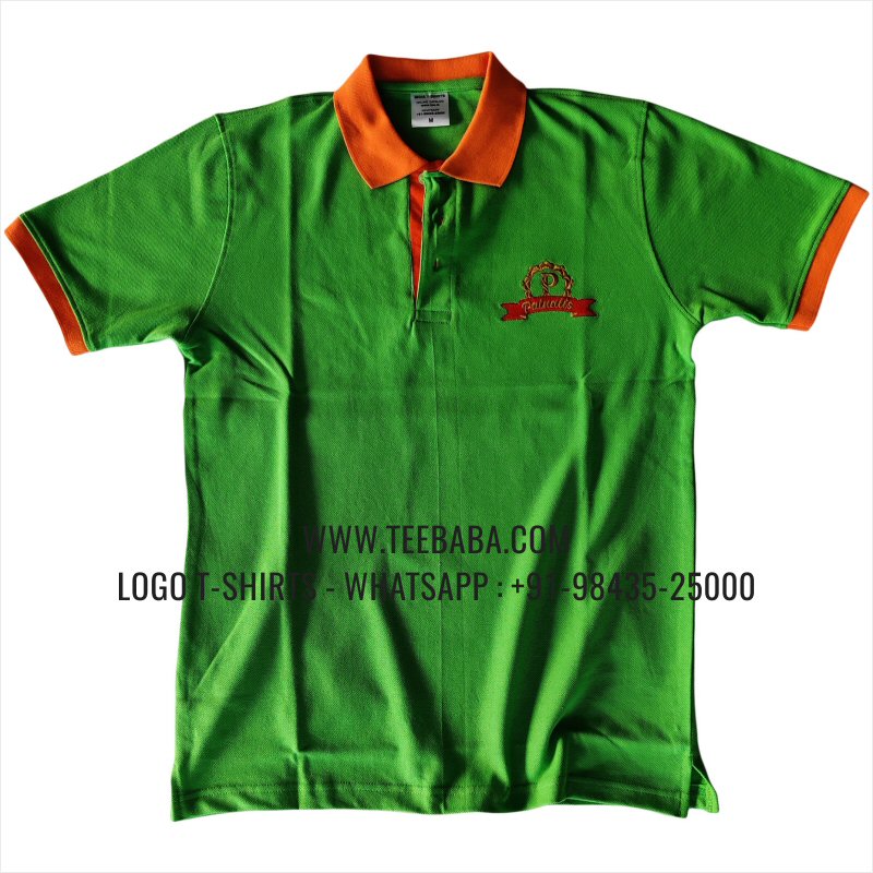 Contrast Collar Polo T-Shirt - 100% Cotton - 240 GSM Thick Pique Airtex Fabric - Logo Embroidery - Parrot Green