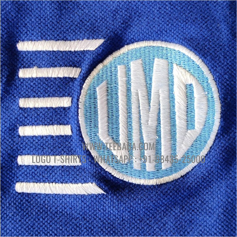 Contrast Collar Polo T-Shirt - 100% Cotton - 240 GSM Thick Pique Airtex Fabric - Logo Embroidery - Royal Blue - Unique Medical Devices