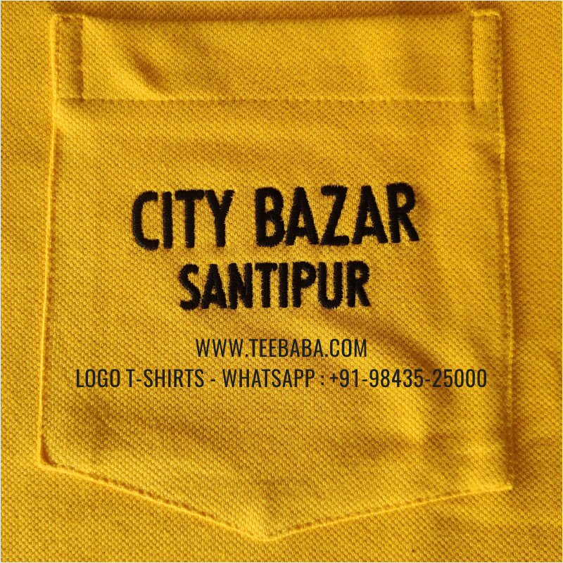 Contrast Collar Polo T-Shirt - Pocket - 100% Cotton - 240 GSM Thick Pique Airtex Fabric - Logo Embroidery - Golden Yellow - City Bazaar