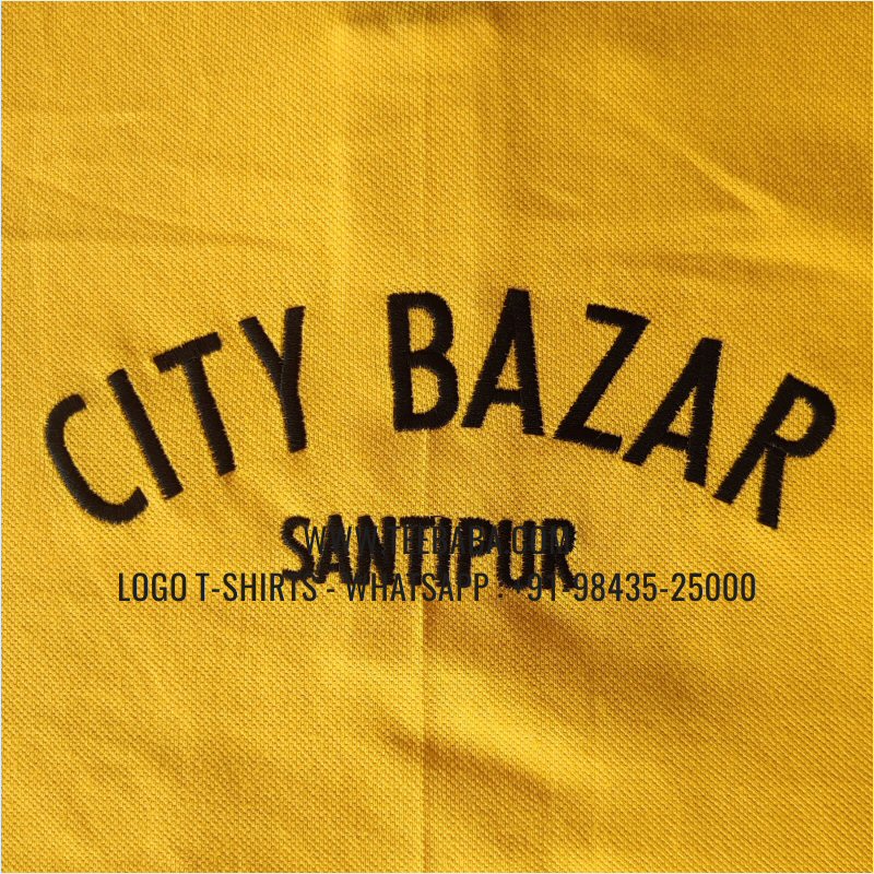 Contrast Collar Polo T-Shirt - Pocket - 100% Cotton - 240 GSM Thick Pique Airtex Fabric - Logo Embroidery - Golden Yellow - City Bazaar