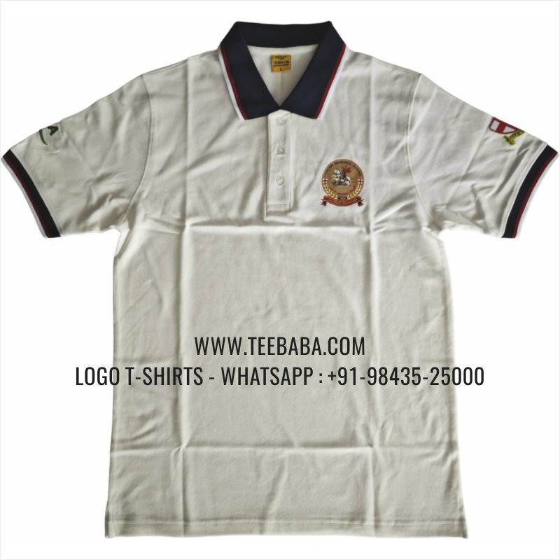Contrast Tipping Collar Polo T-Shirt - 100% Cotton - 240 GSM Thick Pique Airtex Fabric - Logo Embroidery - Off White - Laidlaw OGA