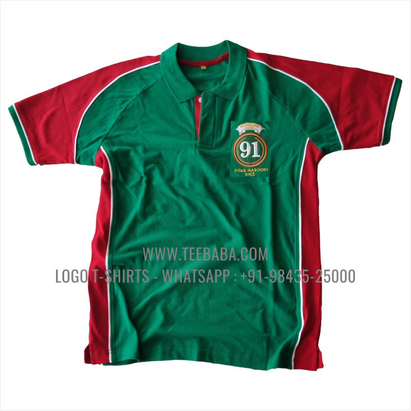 Cut And Sew Collar Polo T-Shirt - 100% Cotton - 240 GSM Thick Pique Airtex Fabric - Logo Embroidery - Jade Green - Sona Masoori Rice