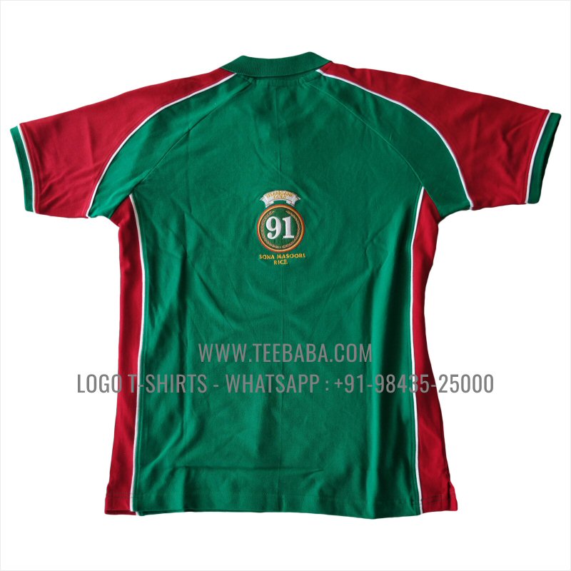 Cut And Sew Collar Polo T-Shirt - 100% Cotton - 240 GSM Thick Pique Airtex Fabric - Logo Embroidery - Jade Green - Sona Masoori Rice