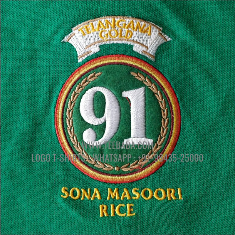 Cut And Sew Collar Polo T-Shirt - 100% Cotton - 240 GSM Thick Pique Airtex Fabric - Logo Embroidery - Jade Green - Sona Masoori Rice