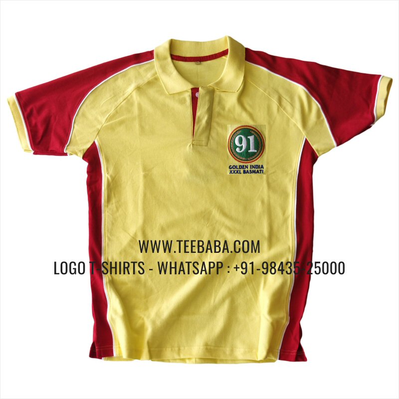 Cut And Sew Collar Polo T-Shirt - 100% Cotton - 240 GSM Thick Pique Airtex Fabric - Logo Embroidery - Lemon Yellow - Golden India XXXL Basmati