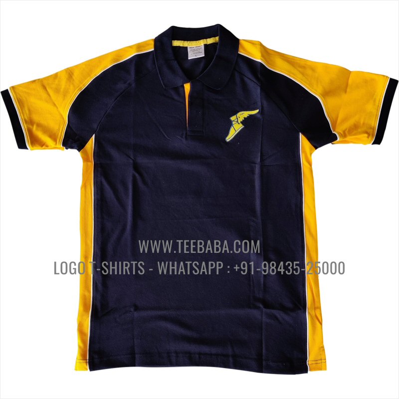 Cut And Sew Collar Polo T-Shirt - 100% Cotton - 240 GSM Thick Pique Airtex Fabric - Logo Embroidery - Navy - Good Year