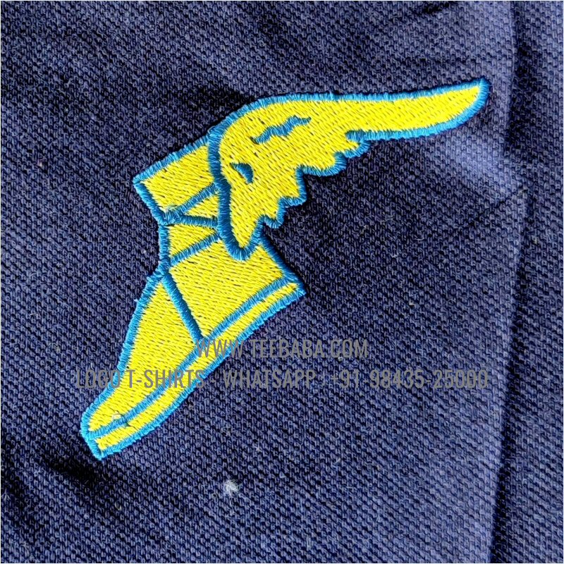 Cut And Sew Collar Polo T-Shirt - 100% Cotton - 240 GSM Thick Pique Airtex Fabric - Logo Embroidery - Navy - Good Year