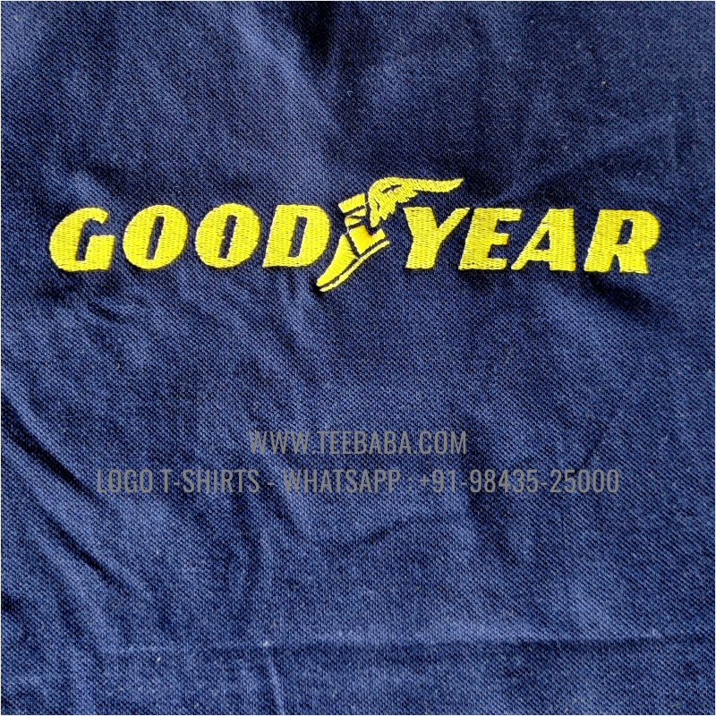 Cut And Sew Collar Polo T-Shirt - 100% Cotton - 240 GSM Thick Pique Airtex Fabric - Logo Embroidery - Navy - Good Year