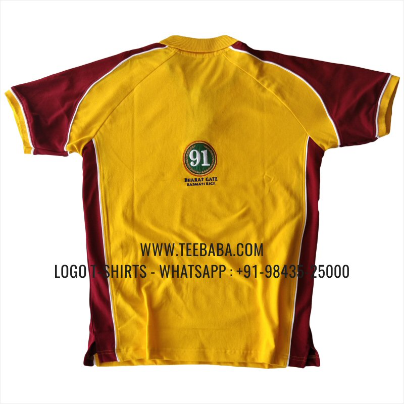 Cut And Sew Collar Polo T-Shirt - 100% Cotton - 240 GSM Thick Pique Airtex Fabric - Logo Embroidery - New Yellow - 91 Bharat Gate Basmati Rice