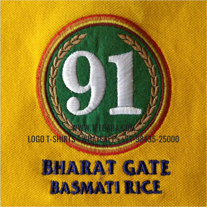 Cut And Sew Collar Polo T-Shirt - 100% Cotton - 240 GSM Thick Pique Airtex Fabric - Logo Embroidery - New Yellow - 91 Bharat Gate Basmati Rice