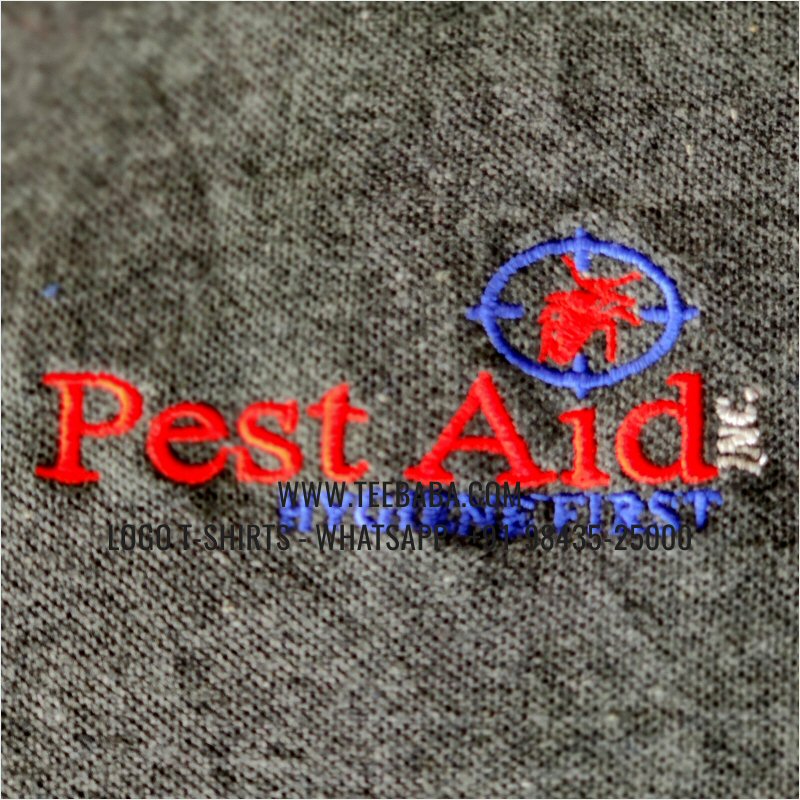 Full Sleeve Collar Polo T-Shirt - 100% Cotton - 240 GSM Thick Pique Airtex Fabric - Logo Embroidery - Charcoal Melange - Pest Aid