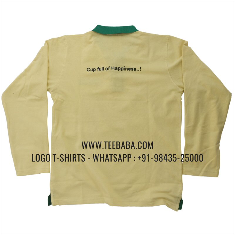 Full Sleeve Collar Polo T-Shirt - 100% Cotton - 240 GSM Thick Pique Airtex Fabric - Logo Embroidery - Lime Yellow - Chai Joy