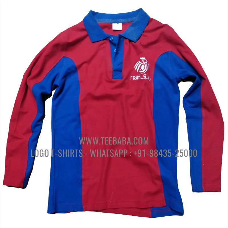 Full Sleeve Collar Polo T-Shirt - 100% Cotton - 240 GSM Thick Pique Airtex Fabric - Logo Embroidery - Maroon - Royal Blue - Naif Club