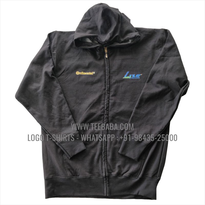 Full Zipper Hoodie With Pocket - 100% Cotton - 300 GSM Fleece Fabric - Logo Embroidery - Black
