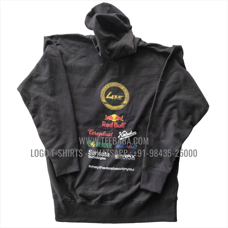 Full Zipper Hoodie With Pocket - 100% Cotton - 300 GSM Fleece Fabric - Logo Embroidery - Black