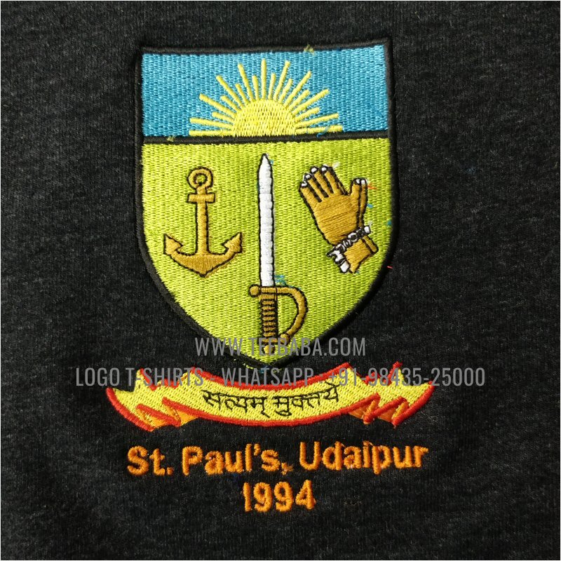 Full Zipper Hoodie With Pocket - 100% Cotton - 300 GSM Fleece Fabric - Logo Embroidery - Charcoal Melange - St Pauls Udaipur