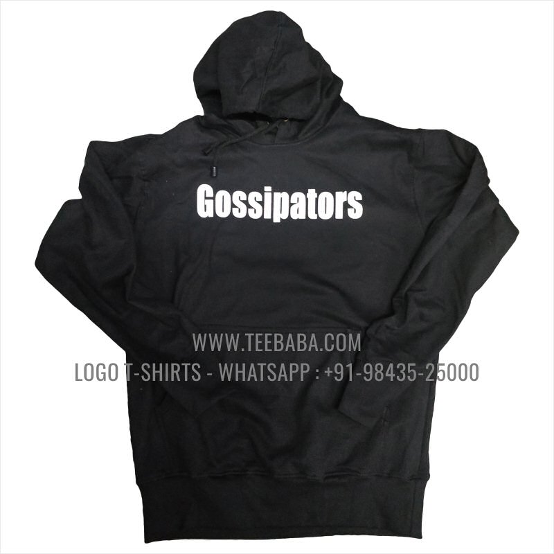 Hoodie With Pocket - 100% Cotton - 300 GSM Fleece Fabric - Logo Digital Print - Black