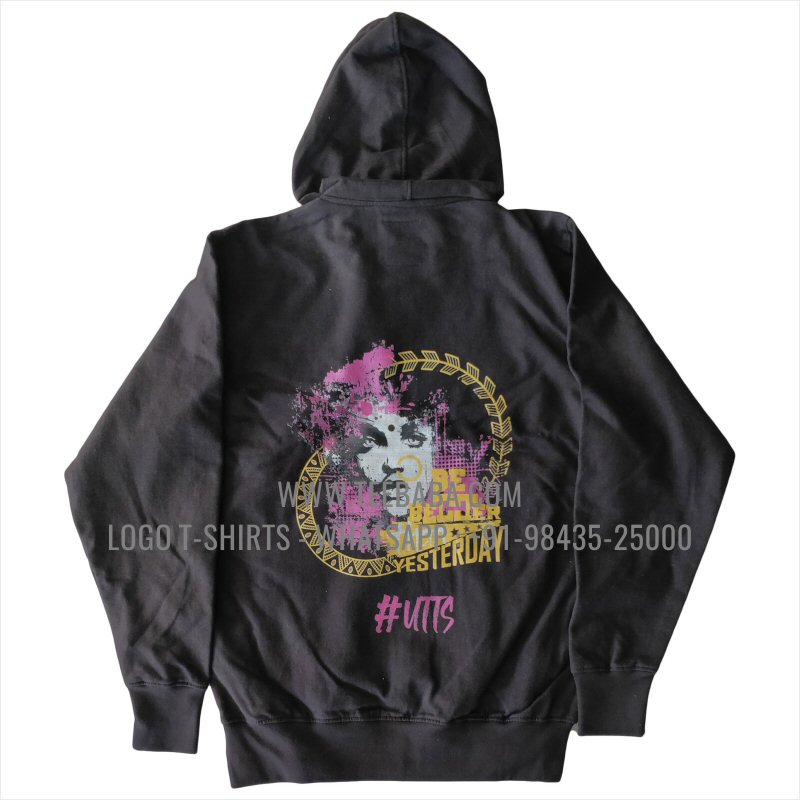 Hoodie With Pocket - 100% Cotton - 300 GSM Fleece Fabric - Logo Digital Print - Black - Masti Bollywood Dancers Australia