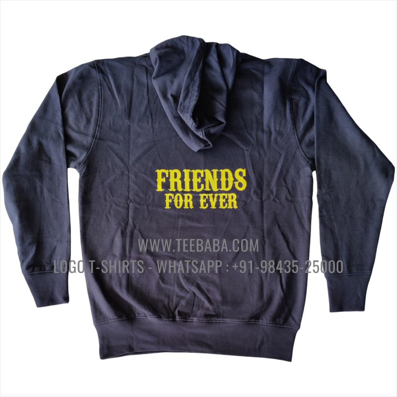 Hoodie With Pocket - 100% Cotton - 300 GSM Fleece Fabric - Logo Digital Print - Navy - Annamalains