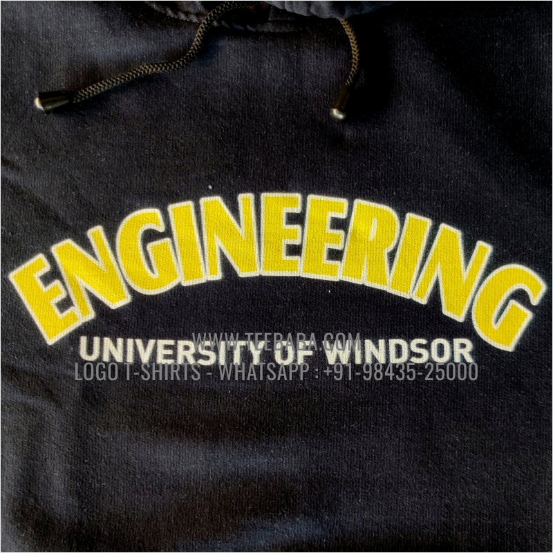 Hoodie With Pocket - 100% Cotton - 300 GSM Fleece Fabric - Logo Digital Print - Navy - University Of Windsor