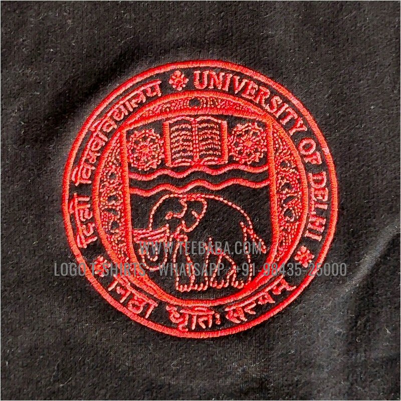 Hoodie With Pocket - 100% Cotton - 300 GSM Fleece Fabric - Logo Embroidery - Black - University Of Delhi