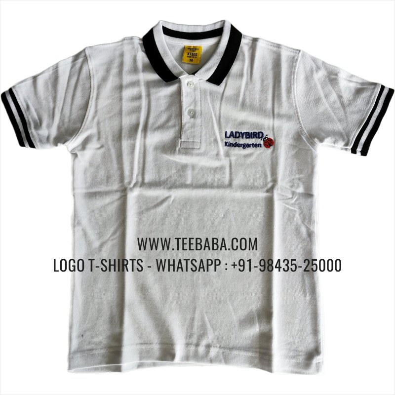 Kids Collar Polo T-Shirt - 100% Cotton - 240 GSM Thick Pique Airtex Fabric - Logo Embroidery - Maroon - Ladybird Kindergarten
