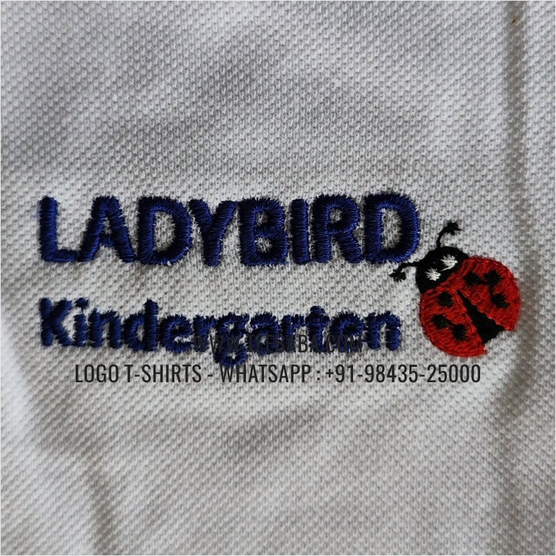 Kids Collar Polo T-Shirt - 100% Cotton - 240 GSM Thick Pique Airtex Fabric - Logo Embroidery - Maroon - Ladybird Kindergarten