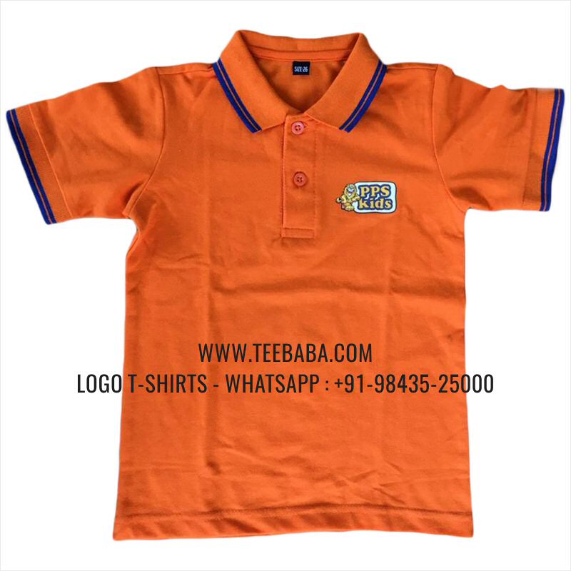 Kids Collar Polo T-Shirt - 100% Cotton - 240 GSM Thick Pique Airtex Fabric - Logo Embroidery - Orange - PPS Kids