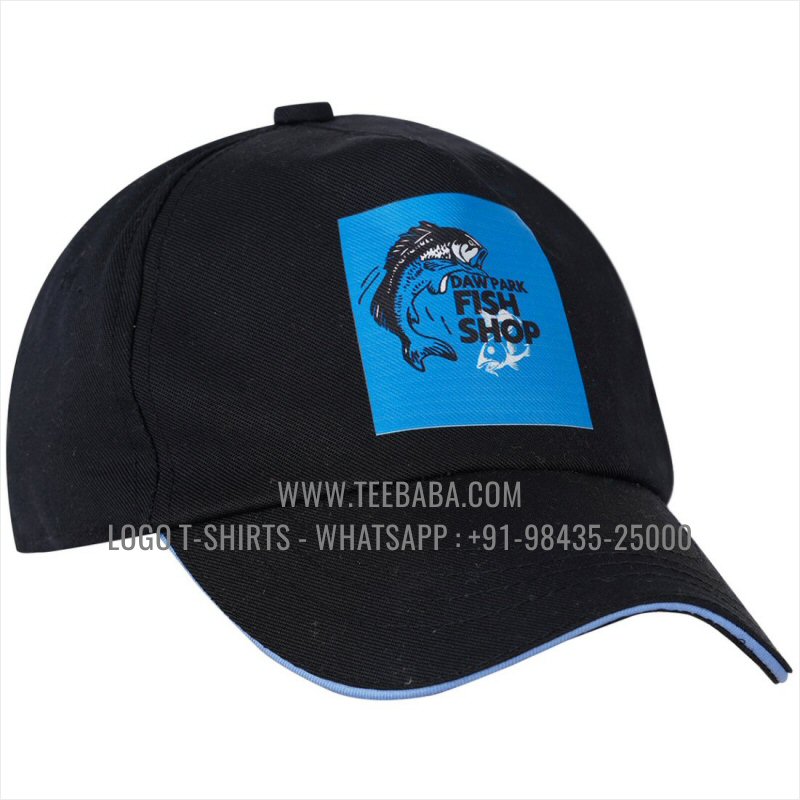 Logo Caps - Premium Quality Caps - 100% Cotton - Twill Fabric - Black - Logo Digital Print - Daw Park Fish Shop