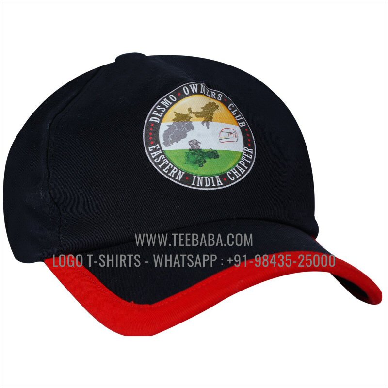 Logo Caps - Premium Quality Caps - 100% Cotton - Twill Fabric - Black - Logo Digital Print - DESMO