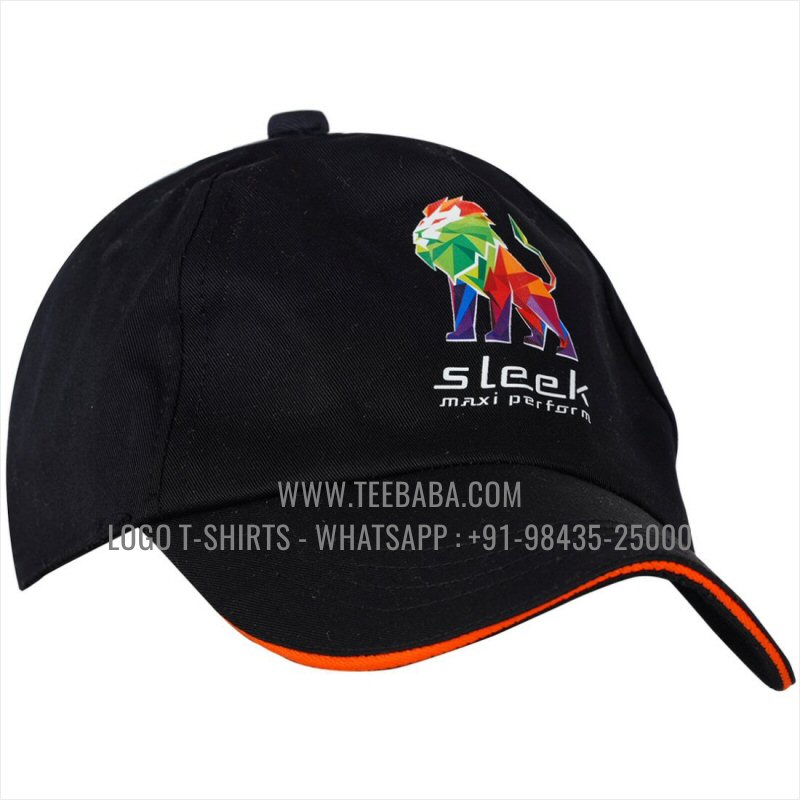 Logo Caps - Premium Quality Caps - 100% Cotton - Twill Fabric - Black - Logo Digital Print - Sleek Lubricants