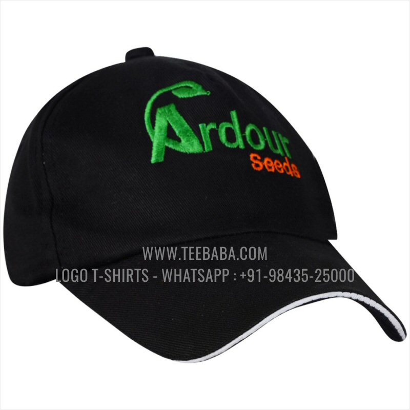 Logo Caps - Premium Quality Caps - 100% Cotton - Twill Fabric - Black - Logo Embroidery - Ardour Seeds