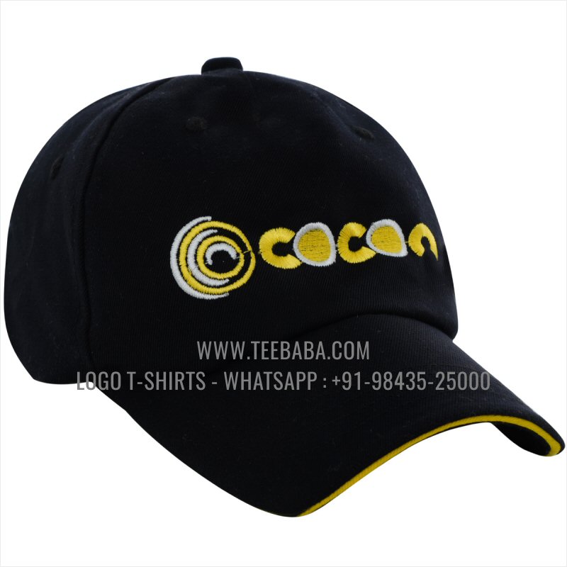 Logo Caps - Premium Quality Caps - 100% Cotton - Twill Fabric - Black - Logo Embroidery - Cocoon
