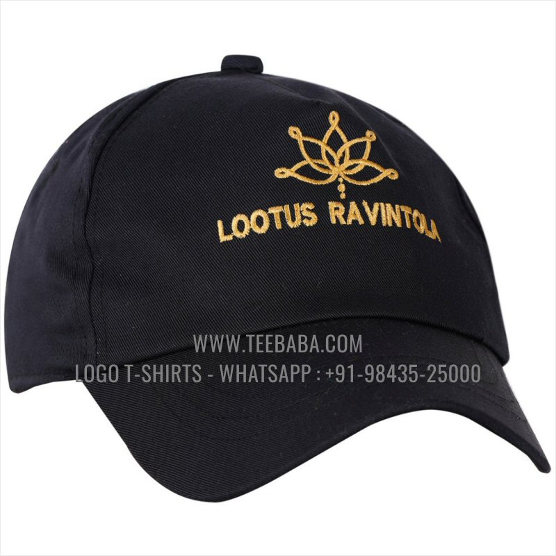 Logo Caps - Premium Quality Caps - 100% Cotton - Twill Fabric - Black - Logo Embroidery - Lootus Ravintola