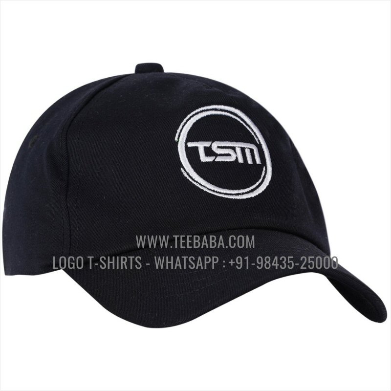 Logo Caps - Premium Quality Caps - 100% Cotton - Twill Fabric - Black - Logo Embroidery - TSM