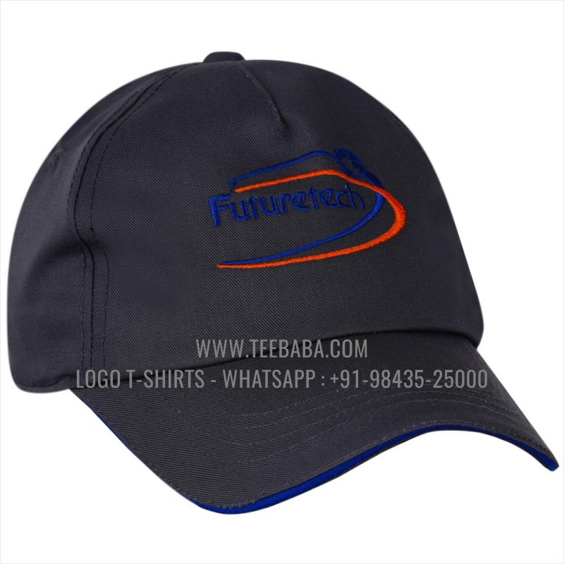 Logo Caps - Premium Quality Caps - 100% Cotton - Twill Fabric - Dark Grey - Logo Embroidery - Futuretech