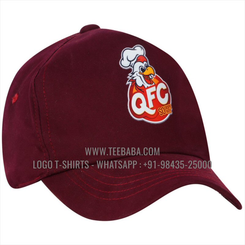 Logo Caps - Premium Quality Caps - 100% Cotton - Twill Fabric - Dark Maroon - Logo Digital Print - QFC