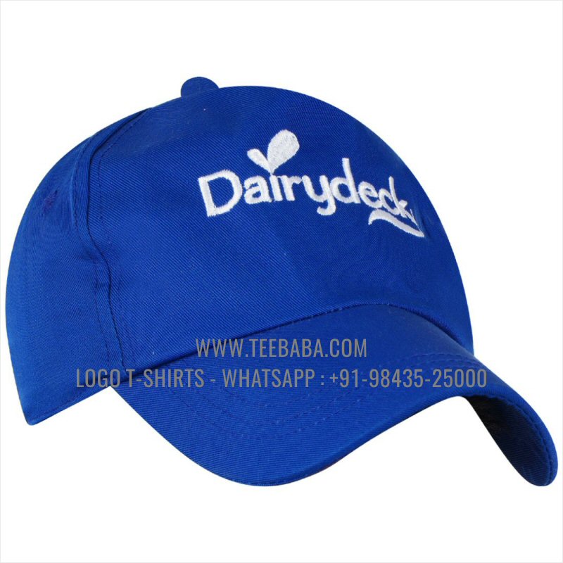 Logo Caps - Premium Quality Caps - 100% Cotton - Twill Fabric - Royal Blue - Logo Embroidery Dairydeck