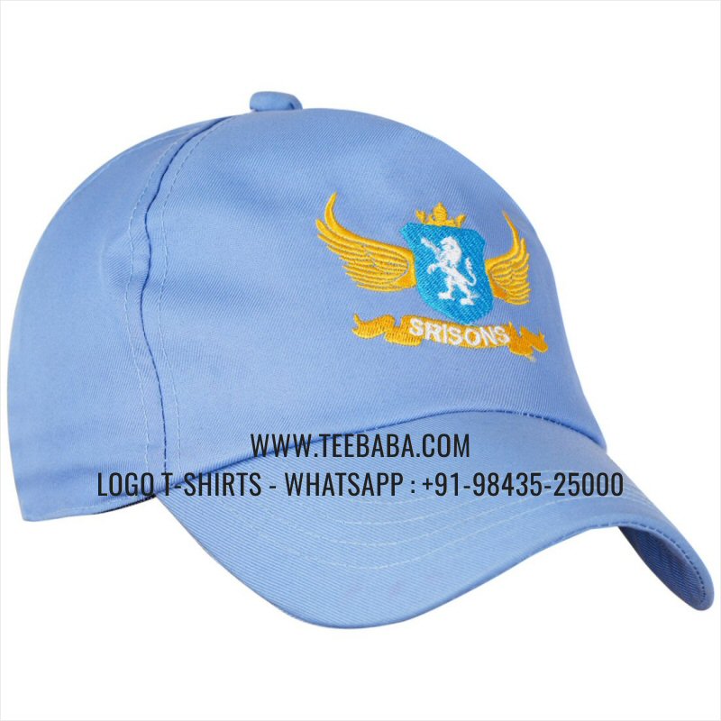 Logo Caps - Premium Quality Caps - 100% Cotton - Twill Fabric - Sky Blue - Logo Embroidery - Srisons