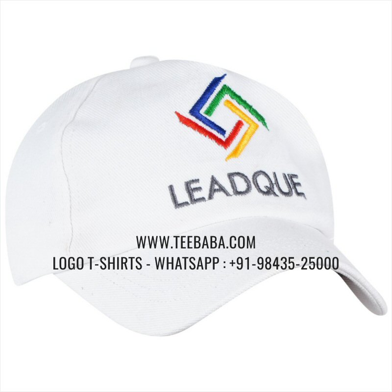 Logo Caps - Premium Quality Caps - 100% Cotton - Twill Fabric - White - Logo Embroidery - Leadque