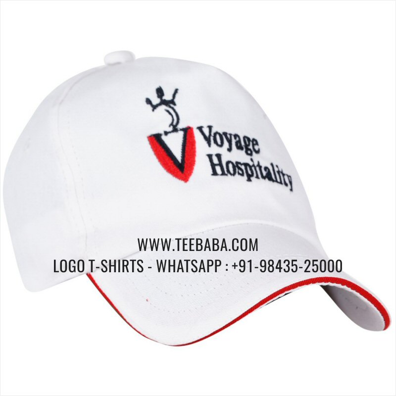 Logo Caps - Premium Quality Caps - 100% Cotton - Twill Fabric - White - Logo Embroidery - Voyage Hospitality