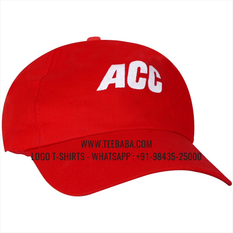 Logo Caps - Regular Quality Caps - 100% Cotton - Twill Fabric - Red - Logo Print - ACC