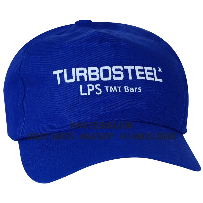 Logo Caps - Regular Quality Caps - 100% Cotton - Twill Fabric - Royal Blue - Logo Print - Turbosteel