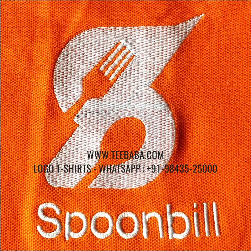 Logo Embroidery Collar Polo T-Shirt - 100% Cotton - 200 GSM Thick Pique Fabric - Orange - Spoonbill