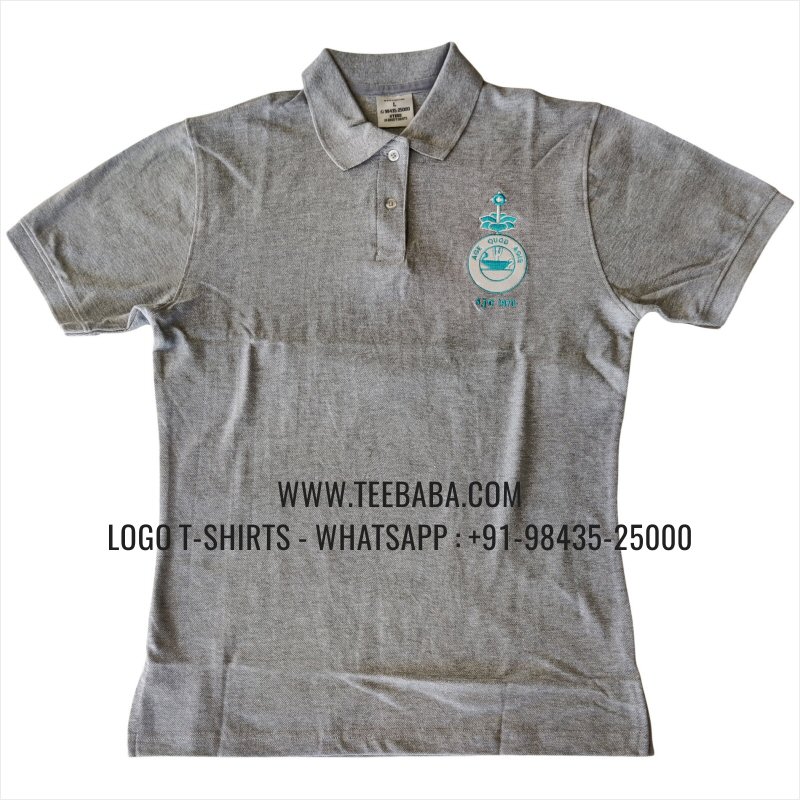 Logo Embroidery Collar Polo T-Shirt - 100% Cotton - 240 GSM Thick Pique Airtex Fabric - Grey Melange -SJC 1970 Alumni