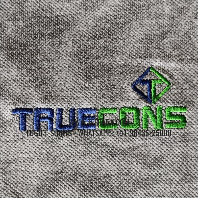 Logo Embroidery Collar Polo T-Shirt - 100% Cotton - 240 GSM Thick Pique Airtex Fabric - Grey Melange - True Cons
