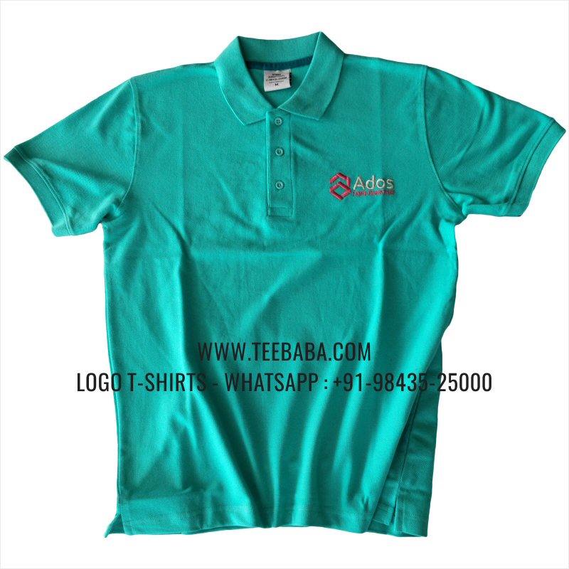 Logo Embroidery Collar Polo T-Shirt - 100% Cotton - 240 GSM Thick Pique Airtex Fabric - Mint Green - Ados