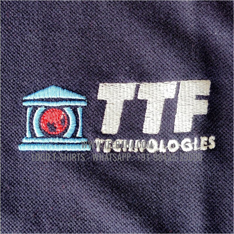 Logo Embroidery Collar Polo T-Shirt - 100% Cotton - 240 GSM Thick Pique Airtex Fabric - Navy - TTF Technologies